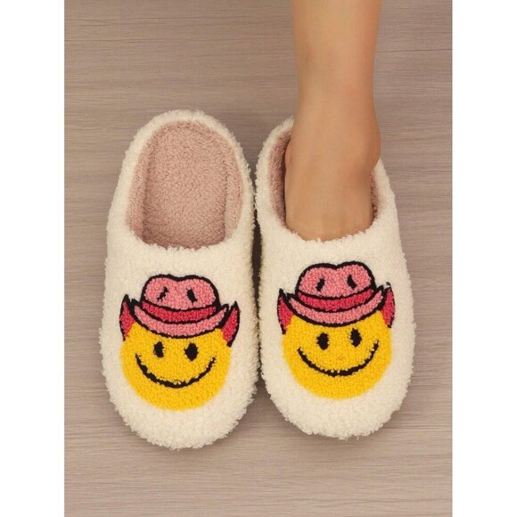 WILA Shoes - Nashville smiley cowboy hat slippers gift for her smile y2k